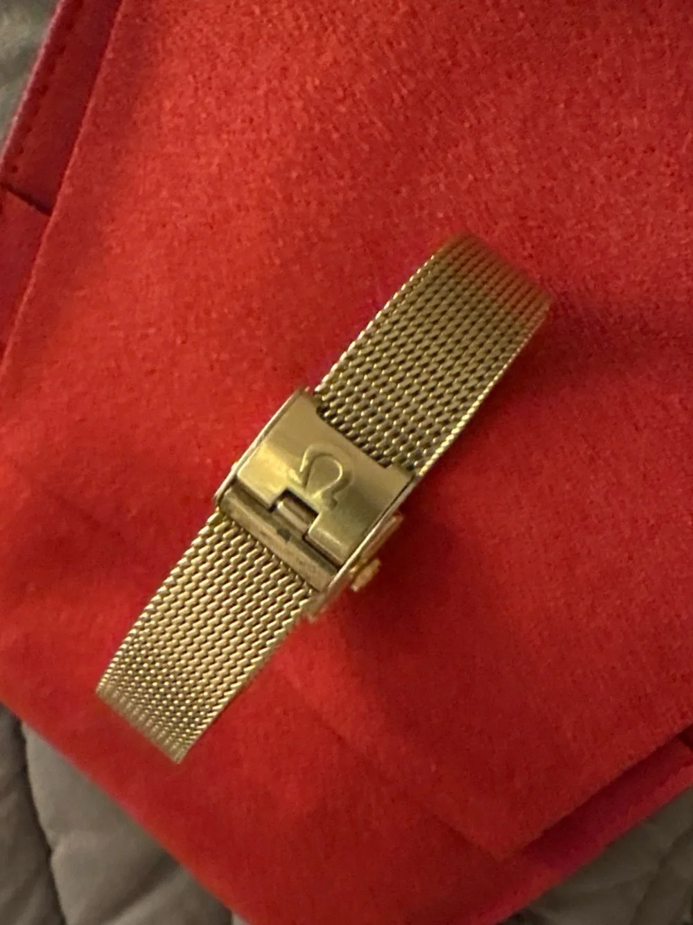 Omega Women's Gold Manual Mesh Bracelet Watch with Square Dial